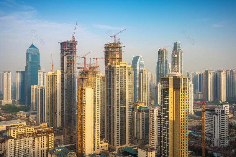 城市中心建筑工地施工场地摄影图,高清,摄影图,摄影图片,图片大全,摄影图免费下载